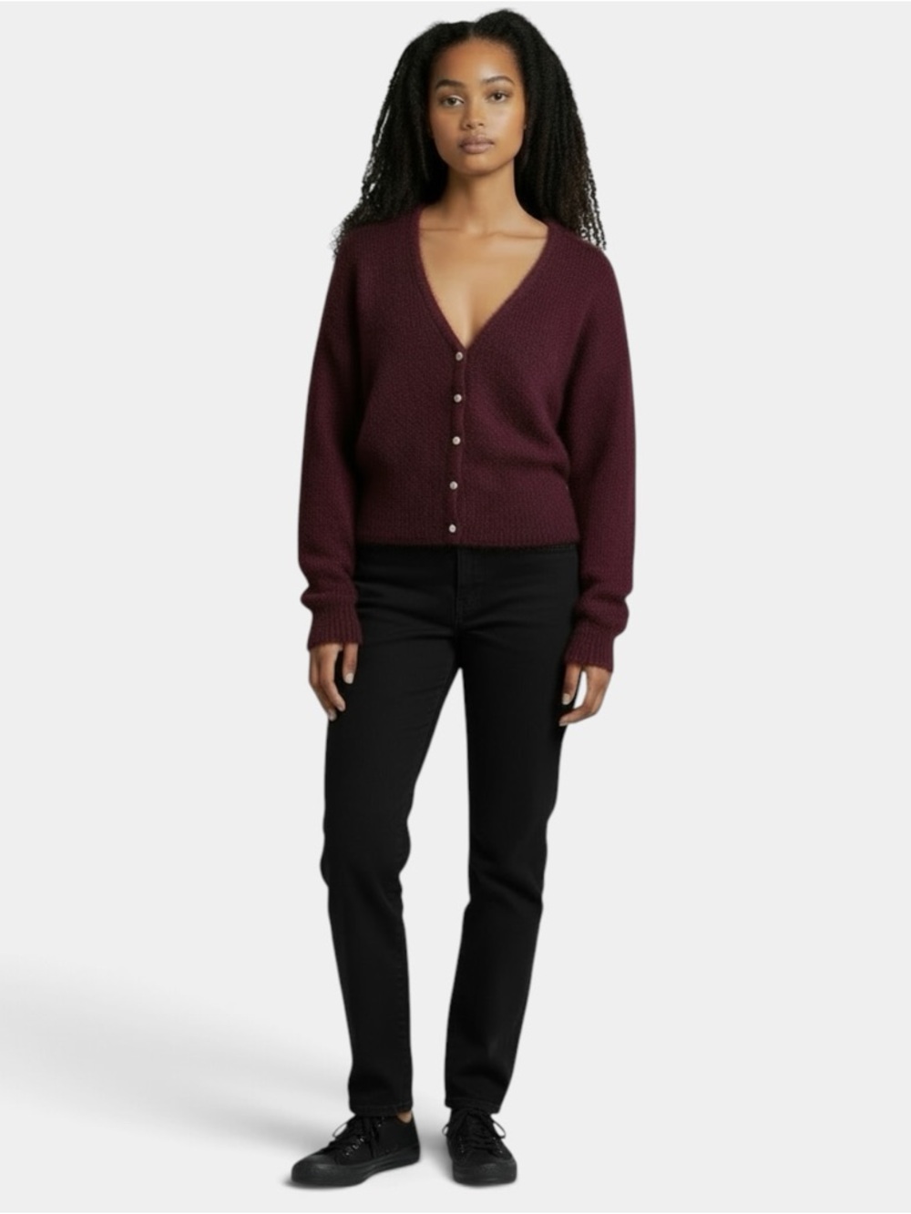 Old Navy Cozy Cardigan in Winter Wine, Size XSP, MSRP $50